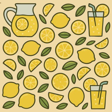 Limonata Citrus Print Design in Vector. Vektör illüstrasyonu