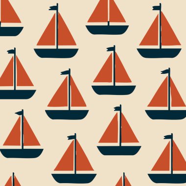 Yelkenliler Kırmızı ve Mavi Yazıcı Tasarımı Vektörlerinde. Vektör illüstrasyonu