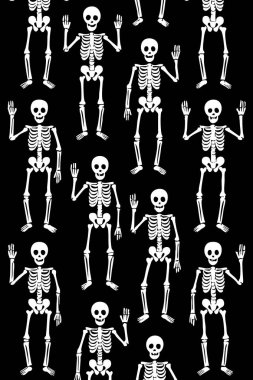 Skelly Skeletons Print Design in Vector. Vektör illüstrasyonu
