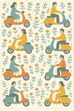 Scooter, Vektörde Parmak izi Tasarımı Yapıyor. Vektör illüstrasyonu