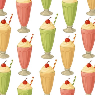 Milkshakeler Vektörde Yazdırma Tasarımı. Vektör illüstrasyonu