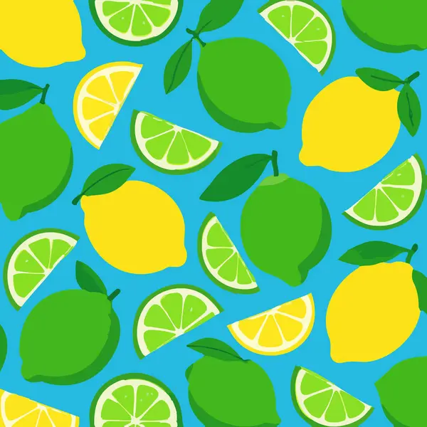 Canlı ve pürüzsüz bir desen. Lezzetli limonlar ve lezzetli limonlar tasarım projeleri için mükemmel, ferahlatıcı mavi bir arka plana karşı dizayn edilmiş.