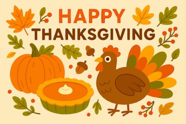 Şükran Gününüz kutlu olsun. Sonbahar Sonbahar Baskı Tasarımı Vektörünüz kutlu olsun. Vektör illüstrasyonu