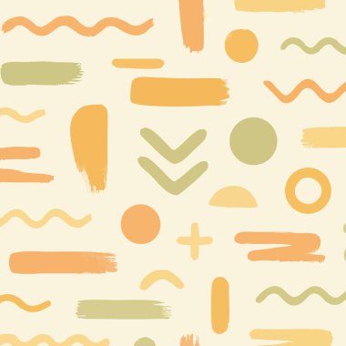 Bu, çeşitli geometrik şekilleri ifade edici fırça darbeleriyle birleştiren pürüzsüz bir desen.