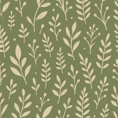 Yaprak Yaprakları Organik Desen Grafik Arkaplan Çizim Tesisi Moda Yazdırma Tasarımı Vektöründe. Vektör illüstrasyonu