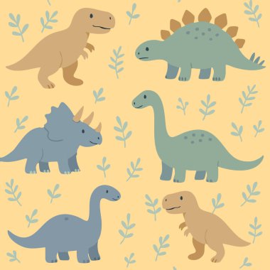 Dinosaurs Prehistoric pterodactyl triceratops Cute Graphic Illustration Jurassic Vector Print Design Illustration Children Fun Happy. Vector illustration