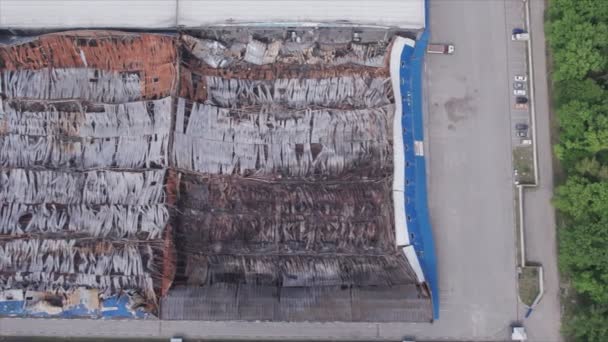 Esta Imagen Muestra Una Vista Aérea Almacén Destruido Bucha Ucrania — Vídeos de Stock