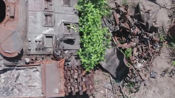 Этом Видео Показан Воздушный Вид Уничтоженной Военной Техники Украине Разрешении — стоковое видео