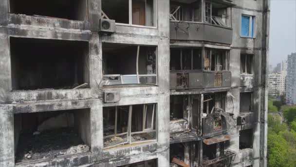 Stock Video Shows Burnt Destroyed House Kyiv Ukraine Resolution — Stock Video