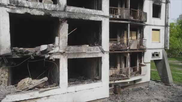 Questo Video Mostra Una Casa Bruciata Distrutta Kiev Ucraina Risoluzione — Video Stock