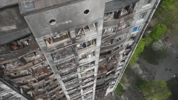 Este Vídeo Mostra Uma Casa Queimada Destruída Kiev Ucrânia Resolução — Vídeo de Stock