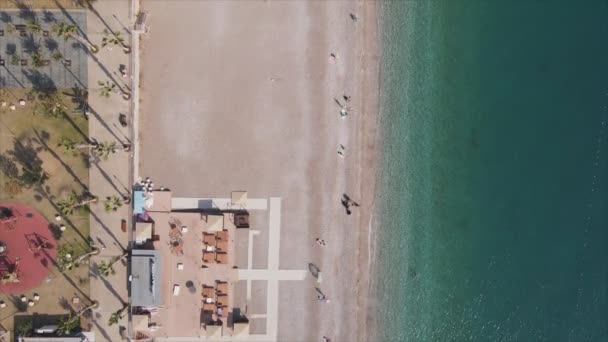Dieses Archivvideo Zeigt Eine Luftaufnahme Eines Strandes Mittelmeer Der Türkei — Stockvideo