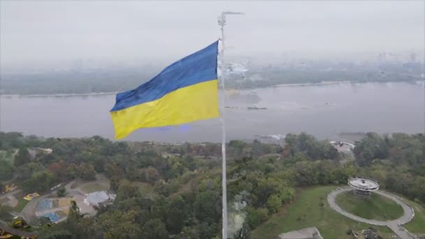 Stock Footage Shows National Flag Ukraine Kyiv Resolution — Stock Video