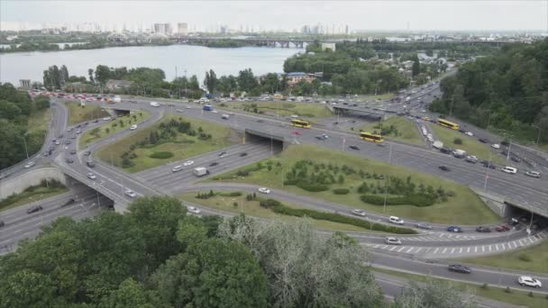 Este Material Muestra Una Vista Aérea Cruce Carreteras Kiev Ucrania — Vídeo de stock