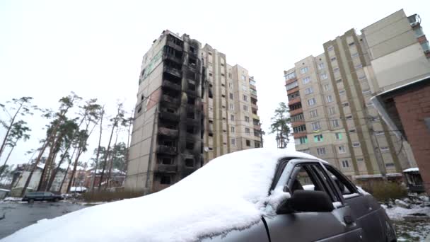 Ezen Felvételen Egy Civil Autót Lőttek Ukrajnai Háború Alatt — Stock videók