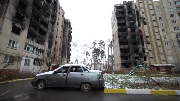 Цьому Відео Показано Збиту Цивільну Машину Під Час Війни Україні — стокове відео
