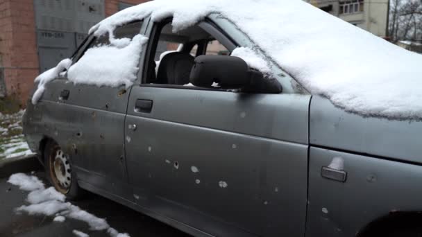 Video Stok Ini Menunjukkan Sebuah Mobil Sipil Yang Ditembak Jatuh — Stok Video