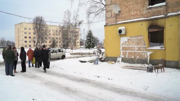 Nagranie Pokazuje Miejsce Zbrodni Kradzieży Graffiti Banksy Ego Gostomelu Ukrainie — Wideo stockowe