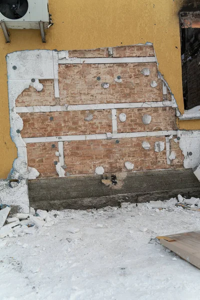 Tőzsdei Fotó Tetthelyet Mutatja Banksy Graffiti Ellopása Után Gosztomelben Ukrajnában — Stock Fotó