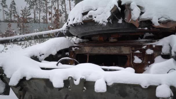 Destruyó Equipo Militar Ruso Nieve Durante Guerra Ucrania — Vídeos de Stock