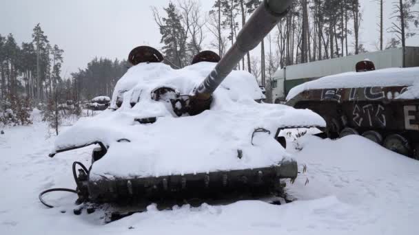 Válka Ukrajině Zničeno Ruské Vojenské Vybavení — Stock video