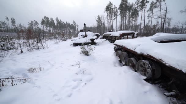 Guerra Ucraina Distrutto Attrezzature Militari Russe — Video Stock