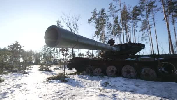 Stock Video Shows Destroyed Russian Military Equipment War Ukraine — Vídeo de stock