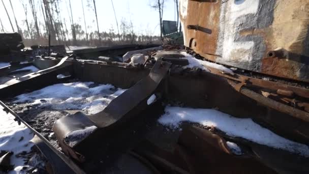 Stock Video Shows Destroyed Russian Military Equipment War Ukraine — Stock Video