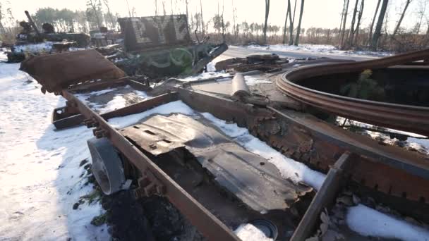 Videó Azt Mutatja Hogy Orosz Katonai Felszerelés Megsemmisült Ukrajnai Háború — Stock videók
