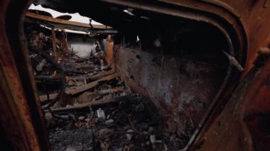 This stock video shows destroyed russian military equipment during the war in Ukraine.