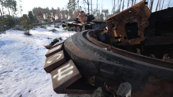 Stock Video Shows Destroyed Russian Military Equipment War Ukraine — Video Stock