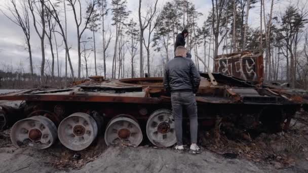 Stock Video Shows Destroyed Russian Military Equipment War Ukraine — Stok Video