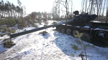 This stock video shows destroyed russian military equipment during the war in Ukraine.