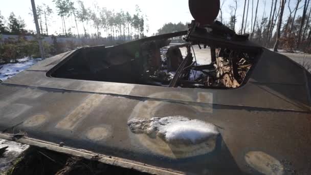 Stock Video Shows Destroyed Russian Military Equipment War Ukraine — Stock Video