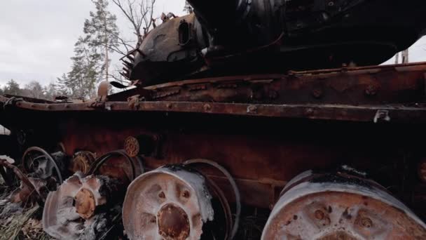 Toto Video Ukazuje Zničené Ruské Vojenské Vybavení Během Války Ukrajině — Stock video