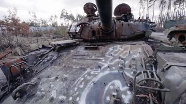 Этом Видео Показано Уничтожена Военная Техника Время Войны Украине — стоковое видео