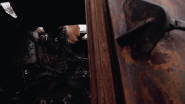 This stock video shows destroyed russian military equipment during the war in Ukraine.