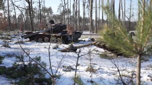 Stock Video Shows Destroyed Russian Military Equipment War Ukraine — Stock video