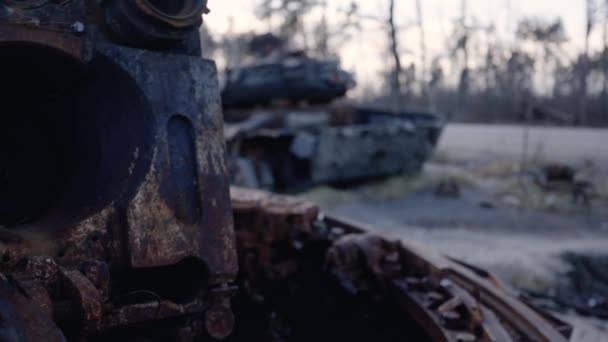 Questo Video Mostra Attrezzature Militari Russe Distrutte Durante Guerra Ucraina — Video Stock
