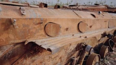 This stock video shows destroyed russian military equipment during the war in Ukraine.