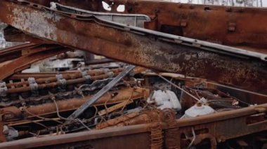 This stock video shows destroyed russian military equipment during the war in Ukraine.