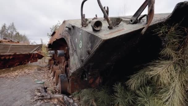 Este Video Muestra Equipos Militares Rusos Destruidos Durante Guerra Ucrania — Vídeo de stock