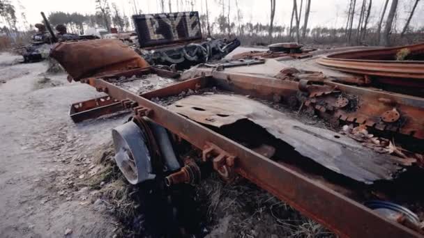 Stock Video Shows Destroyed Russian Military Equipment War Ukraine — Stockvideo