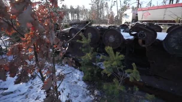 Stock Video Shows Destroyed Russian Military Equipment War Ukraine — Stockvideo