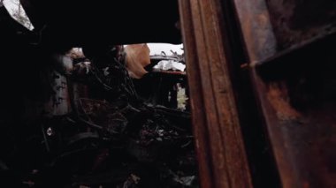 This stock video shows destroyed russian military equipment during the war in Ukraine.