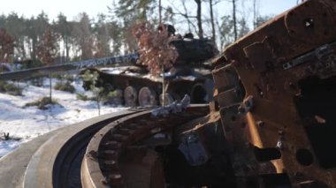 This stock video shows destroyed russian military equipment during the war in Ukraine.