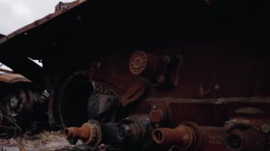 This stock video shows destroyed russian military equipment during the war in Ukraine.