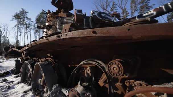 Stock Video Shows Destroyed Russian Military Equipment War Ukraine — Stok Video