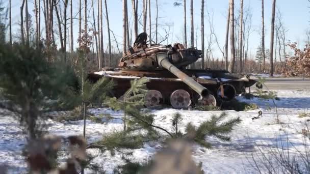 Stock Video Shows Destroyed Russian Military Equipment War Ukraine — Videoclip de stoc