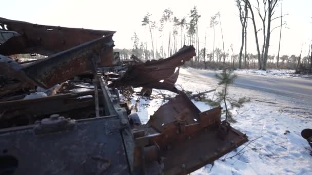 Stok Videosu Ukrayna Daki Savaş Sırasında Rus Askeri Teçhizatını Yok — Stok video
